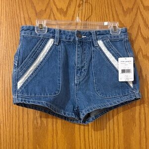 Free People Indigo Jean Shorts with Metallic Highlights size 26